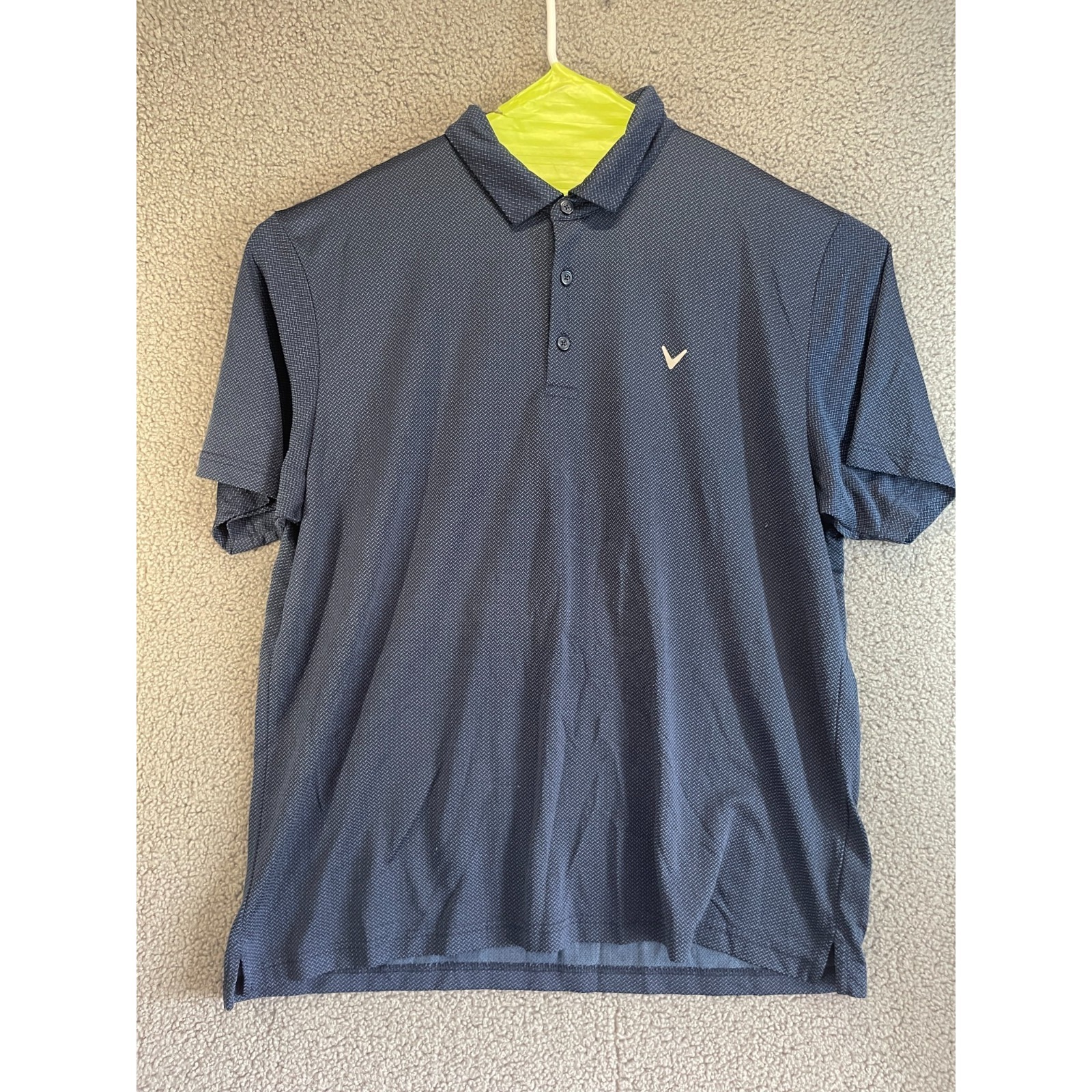 Callaway Xxl Men's Opti-Dri White With Lt And Dk Blue Square Dots On Top 1/3 Of